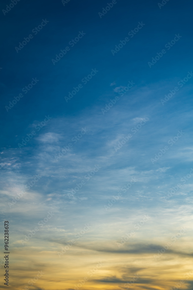 Wall mural panoramic beautiful sunset sky, cloud in twilight - vertical background