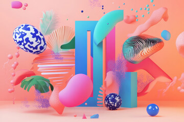 A creative portfolio web layout with floating elements, bold colors, and artistic typography, perfect for designers and artists.