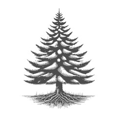 Pine tree vector silhouette artwork.