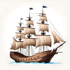 Old wooden ship vector ilustración
