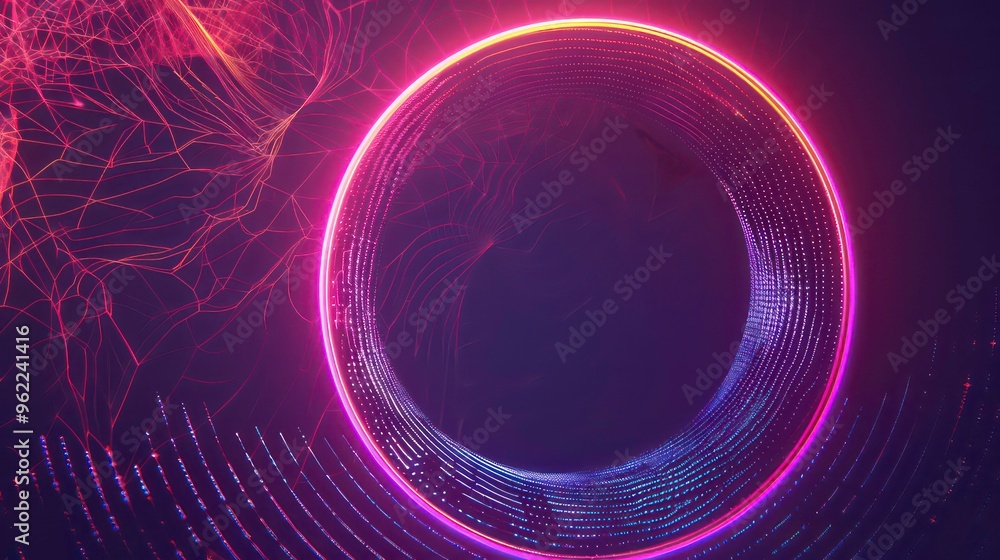 Poster abstract background with glowing circle and lines.
