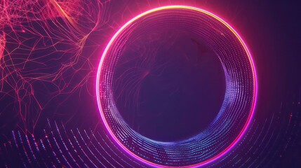 Abstract background with glowing circle and lines.