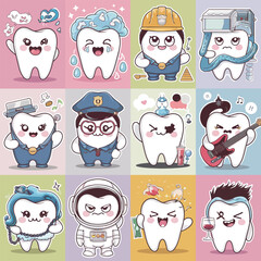 Fototapeta premium 2d vector illustration emoji emote for social media icon for fruits and animals cute character 