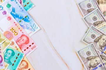 War between economies of United States China with Chinese Yuan American dollar