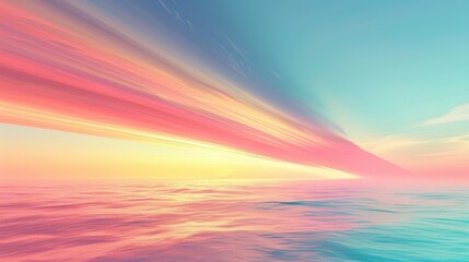 Fototapeta premium Beautiful gradient sunset over calm sea with vibrant pastel colors blending in the sky, reflecting on the serene water surface.