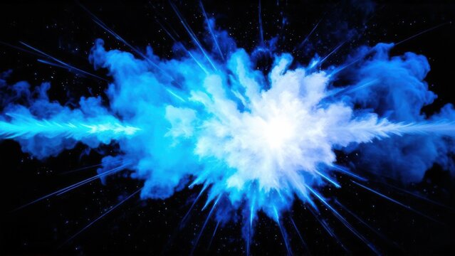 blue explosion smoke, black background