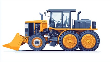 Obraz premium An artistic, flat style illustration of a modern grader with semi transparent panels, revealing the