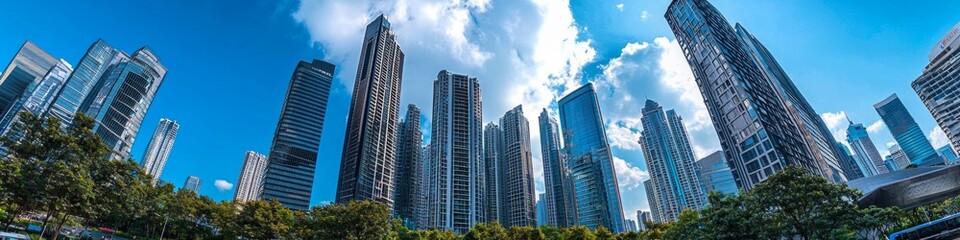 central roadway, tall buildings are on street