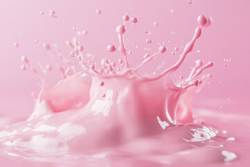 A soft pastel pink oil splash with droplets frozen mid-motion, creating a sense of fluid elegance.