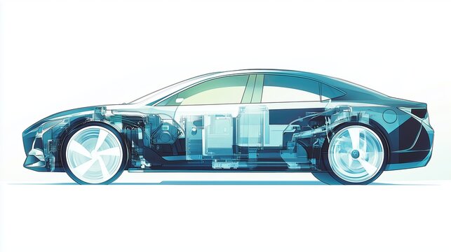 blue electric car cutaway view clip art preview