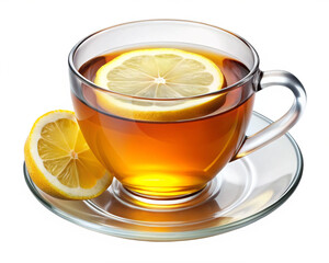  A cup of tea with a lemon wedge transparent background PNG.