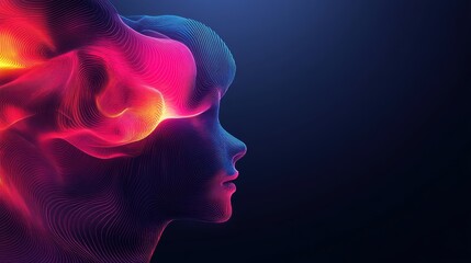 modern design banner featuring abstract geometric shapes creating a brain symbol, representing strength of mind and creativity in a unique way