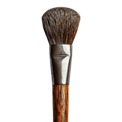 A close-up of a professional makeup brush with dense bristles, isolated on white background, transparent background