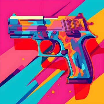 ILLUSTRATION OF A POP ART STYLE GUN