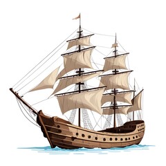 Old wooden ship vector ilustración