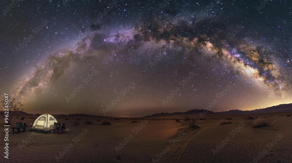 Wall mural Milky Way Arch Over Desert Campsite