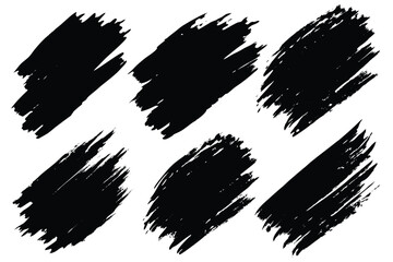 Grunge Brush Stroke, Vector Design Element. Empty Black Background Illustration. Ink Blob Isolated on White Background