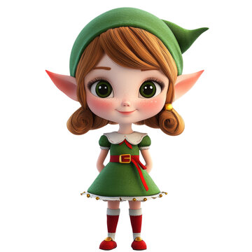 recommend clip art: cute little kid girl wearing green elf Christmas costume.. Generative AI