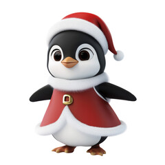 Christmas Cute Little Penguin on a white background. Generative AI
