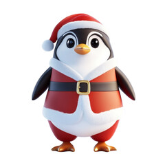 Christmas Cute Little Penguin on a white background. Generative AI