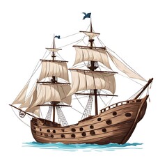 Old wooden ship vector ilustración
