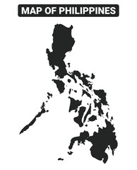 Simple Philippines Black map flat vector illustration