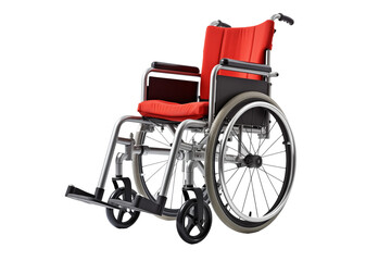 Fototapeta premium Wheelchair on transparent background. Png cut out image. Old age related topics. Disabled person. Disability related topic. Nursing home. Image for graphic designer. Image for flyers. 