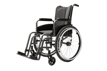 Fototapeta premium Wheelchair on transparent background. Png cut out image. Old age related topics. Disabled person. Disability related topic. Nursing home. Image for graphic designer. Image for flyers. 