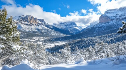 Fototapeta premium Snowy mountain views in Pineta Valley, Spain
