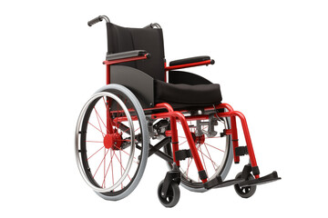 Fototapeta premium Wheelchair on transparent background. Png cut out image. Old age related topics. Disabled person. Disability related topic. Nursing home. Image for graphic designer. Image for flyers. 