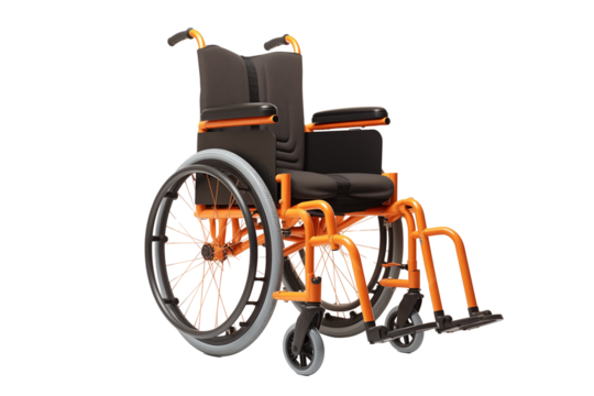 Wheelchair on transparent background. Png cut out image. Old age related topics. Disabled person. Disability related topic. Nursing home. Image for graphic designer. Image for flyers. 