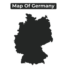 Simple Germany Black map flat vector illustration