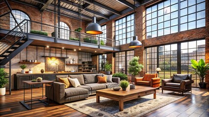 industrial modern interior design warehouse loft warm