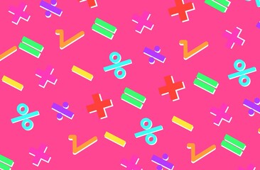 pattern with pattern with colorful mathematic symbols, seamless pattern with mathematic sign, mathematic sign, seamless, sign, wrapping, design, mathematics, mathematic symbol, pink background