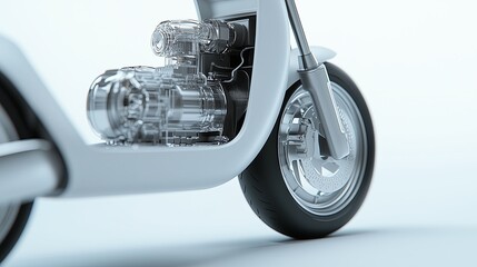 Fototapeta premium realistic of a modern electric scooter with semi transparent features, allowing a clear view of the