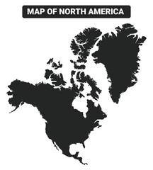 Simple North America Black map flat vector illustration