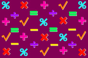 pattern with pattern with colorful mathematic symbols, seamless pattern with mathematic sign, mathematic sign, seamless, sign, wrapping, design, mathematics, mathematic symbol, red background
