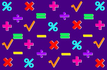 seamless pattern with mathematic sign, mathematic sign, seamless background with mathematic symbol, mathematic symbol, purple background, background with mathematic symbols, fulcolor, wrapping, sign
