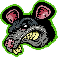 creepy rat mascot face for school, college or league sports