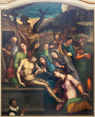 MATERA, ITALY - MARCH 7, 2022: The painting of Depositioin (Pieta)  in the church Chiesa di San...
