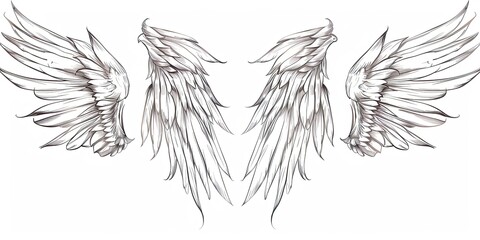 Fototapeta premium wings sketch isolated on white background