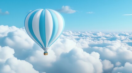 Fototapeta premium A hot air balloon floating in the sky above a cloud bank, AI