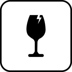
Packaging Sticker fragile handle with care icon. warning label, fragile label with broken glass symbol, delivery shipping black vector flat and line isolated on transparent background.