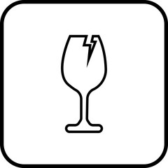 
Packaging Sticker fragile handle with care icon. warning label, fragile label with broken glass symbol, delivery shipping black vector flat and line isolated on transparent background.