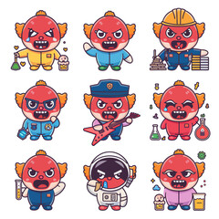 Fototapeta premium 2d vector illustration emoji emote for social media icon for fruits and animals cute character 