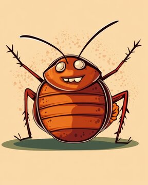 Bed Bugs Cartoon: The No.1 Pest! A Cute Insect Symbol of Destruction with a Hint of Happiness