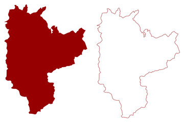 Albula District (Switzerland, Swiss Confederation, Canton of Grisons, Graubünden or Graubunden) map vector illustration, scribble sketch Albula or Alvra Region map