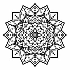 Mandala Line Art Silhouette Vector Illustration