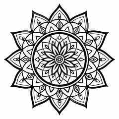 Mandala Line Art Silhouette Vector Illustration