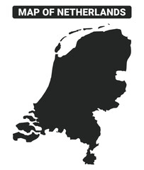 Simple Netherlands Black map flat vector illustration